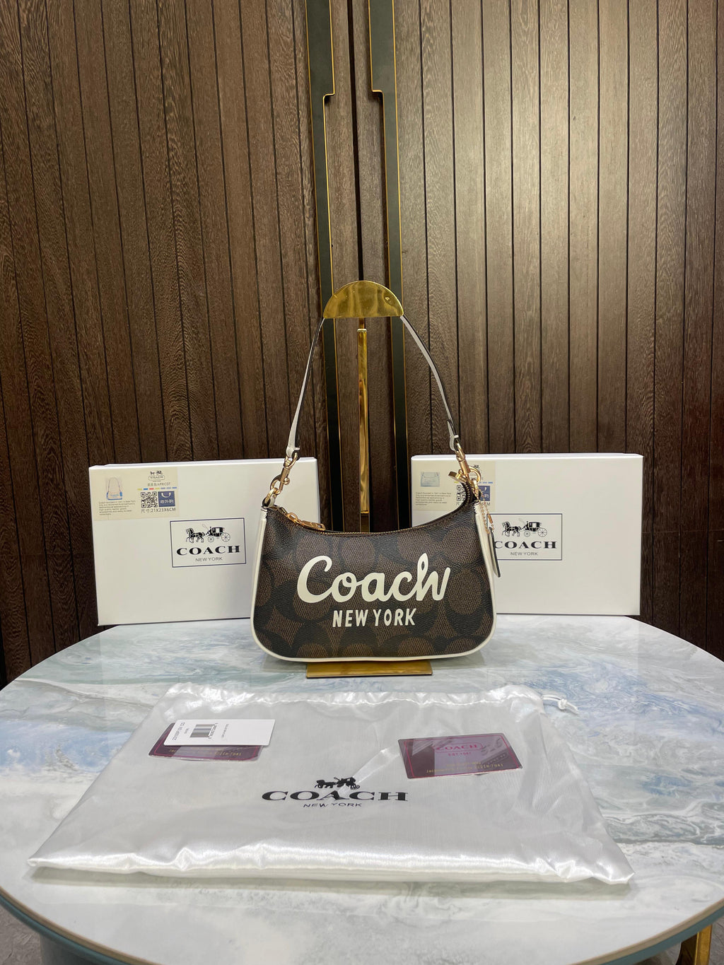 Coac_H teri mini crossbody bag in signature canvas with Coach graphic & original box