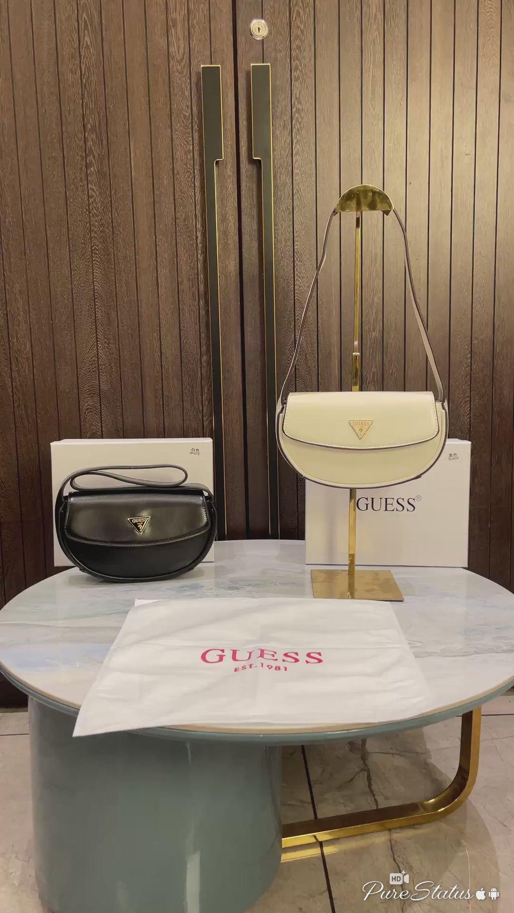 Guess PU bucket shoulder bag with applique with box