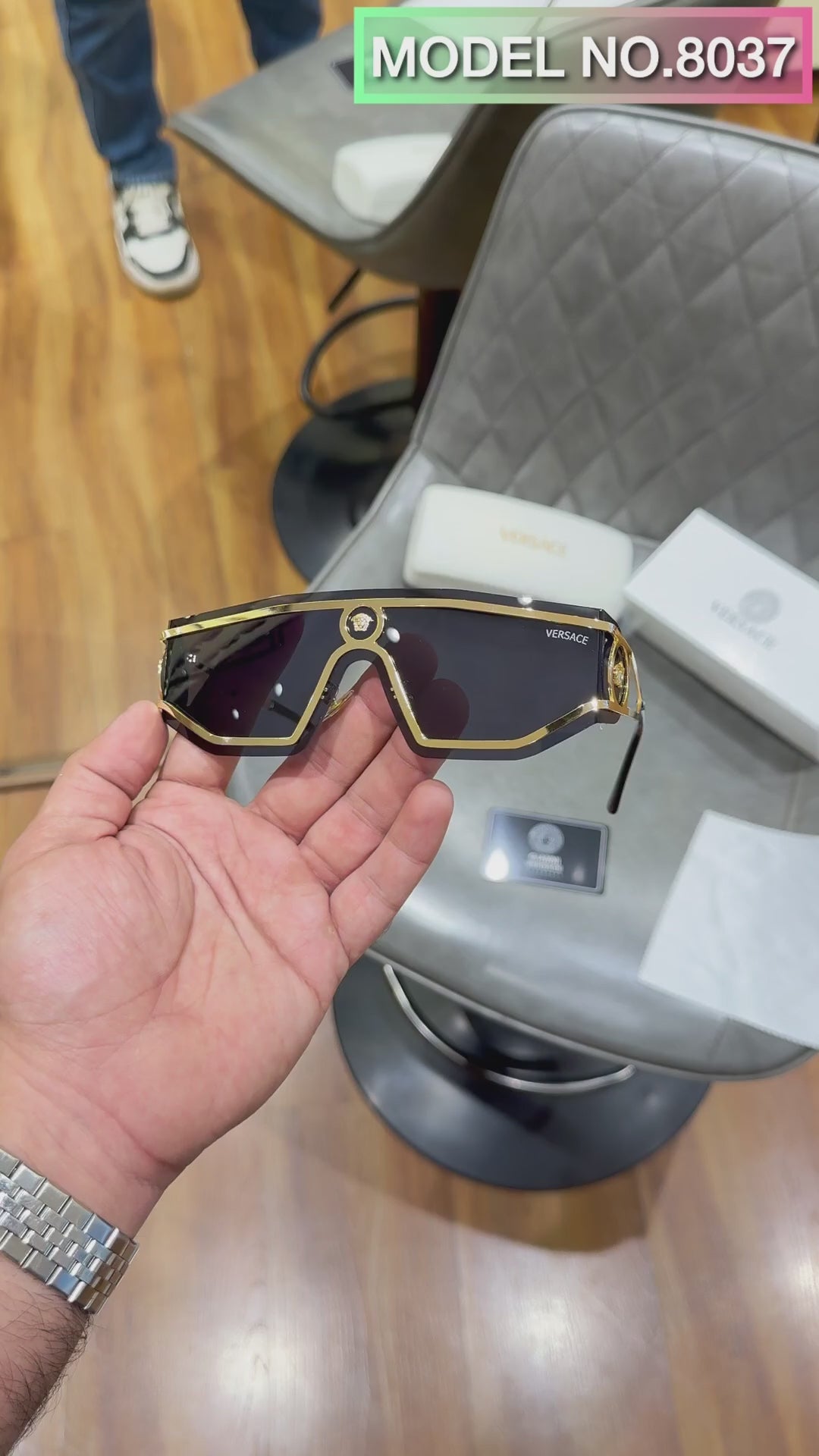 Versac_e 8037 Gold Black Sunglasses